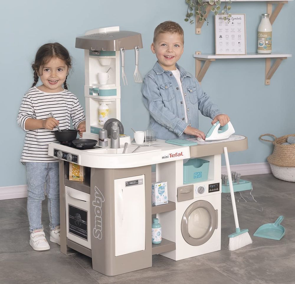 Интерактивная детская кухня со стиральной машинкой Mini Tefal Studio Smoby 311050