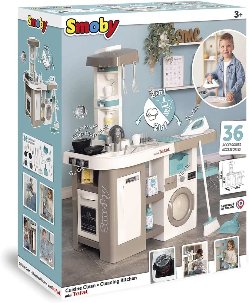 Интерактивная детская кухня со стиральной машинкой Mini Tefal Studio Smoby 311050