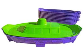Песочница-бассейн кораблик Doloni Toys с крышкой 1505х784х380 мм Зеленый/Фиолетовый (03355/2)