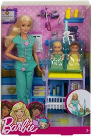 Лялька Барбі Педіатр з новонародженими із серії "Я можу бути" Блондинка Barbie Careers You can be Baby Doctor