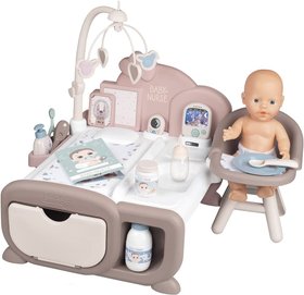 Игровой центр Smoby Toys Baby Nurse Детская комната Розовая пудра, с пупсом и аксессуарами, свет, звук 220375