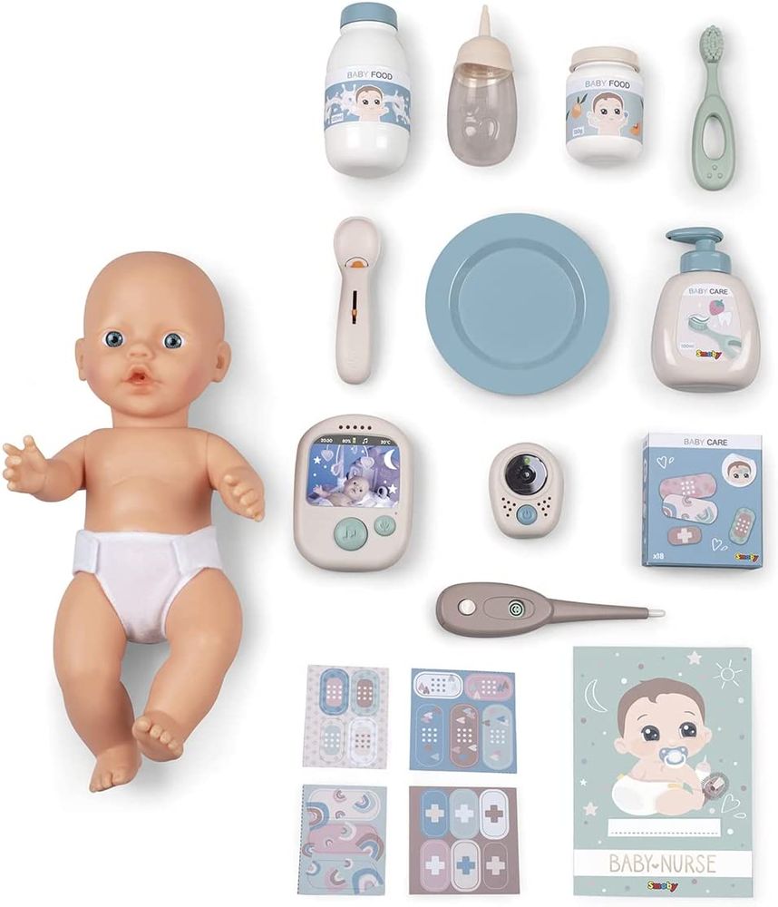 Игровой центр Smoby Toys Baby Nurse Детская комната Розовая пудра, с пупсом и аксессуарами, свет, звук 220375