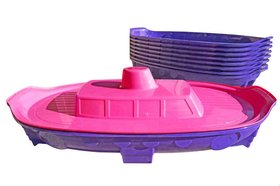Песочница-бассейн кораблик Doloni Toys с крышкой 1505х784х380 мм фиолетово-розовая 03355/1