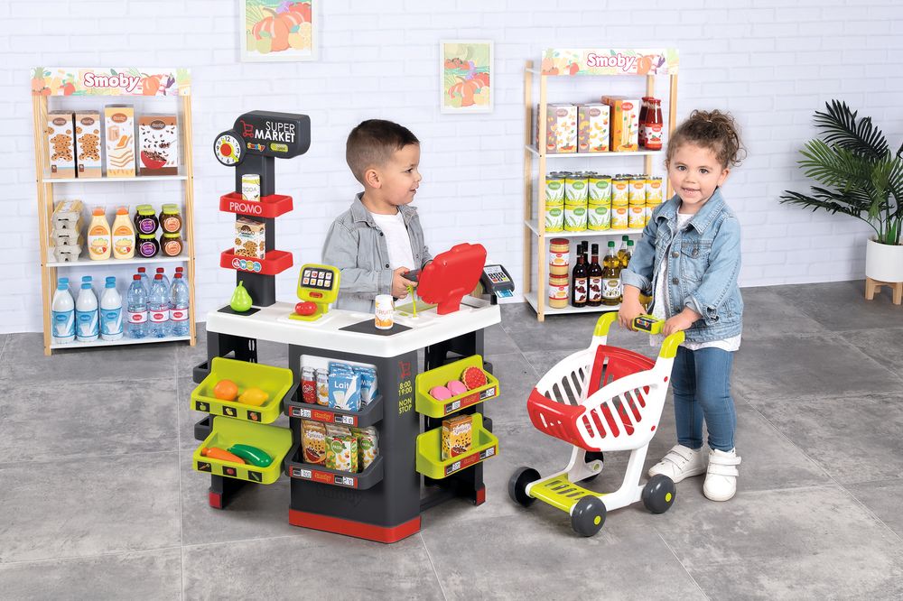 Интерактивный супермаркет Smoby с электронной кассой и тележкой 350234