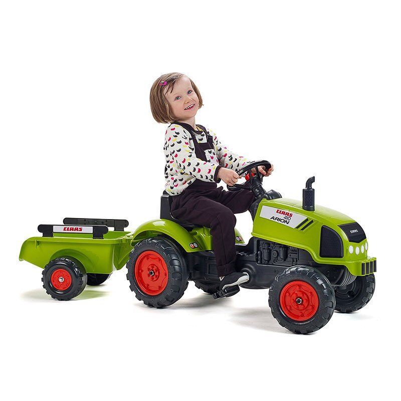 Детский трактор на педалях с прицепом FALK 2041C Claas Arion (цвет- зеленый)
