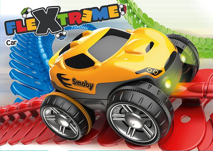 Машинка к треку Smoby FleXtreme Флекстрим со световыми эффектами и съемным корпусом Желтая 180907WEB