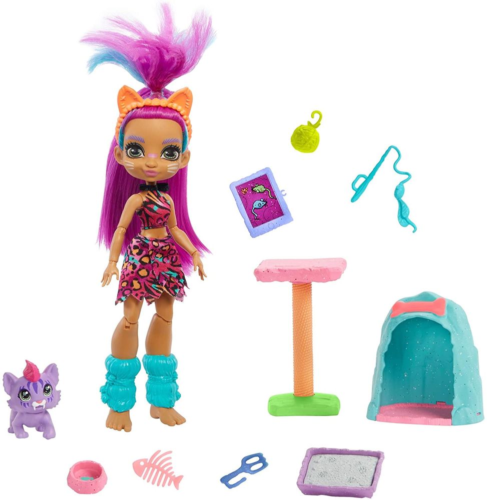 Ігровий набір Печерний клуб лялька Рорелей зі звірятком Mattel Cave Club Roaralai Doll Purr-FECT Pet GNL95
