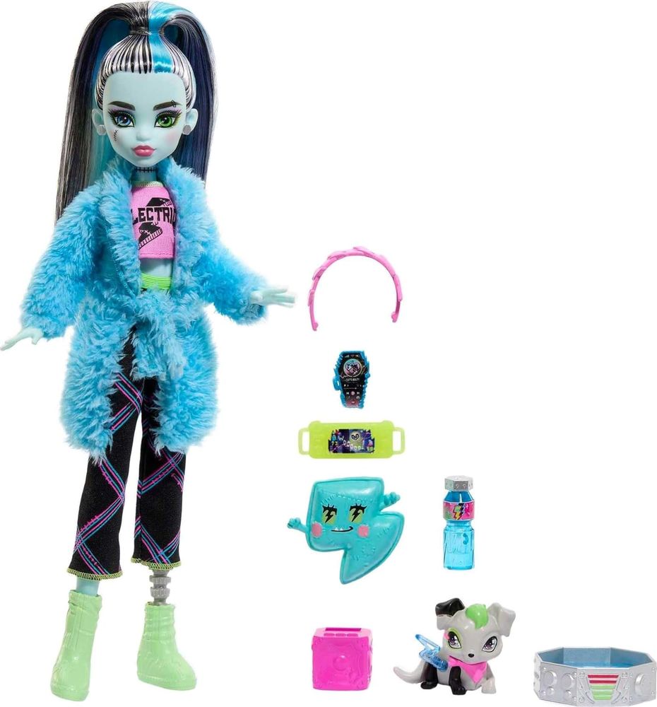 Кукла Mattel Монстер Хай Френки Штейн Пижамная вечеринка Monster High Frankie Stein Creepover Party Set HKY68