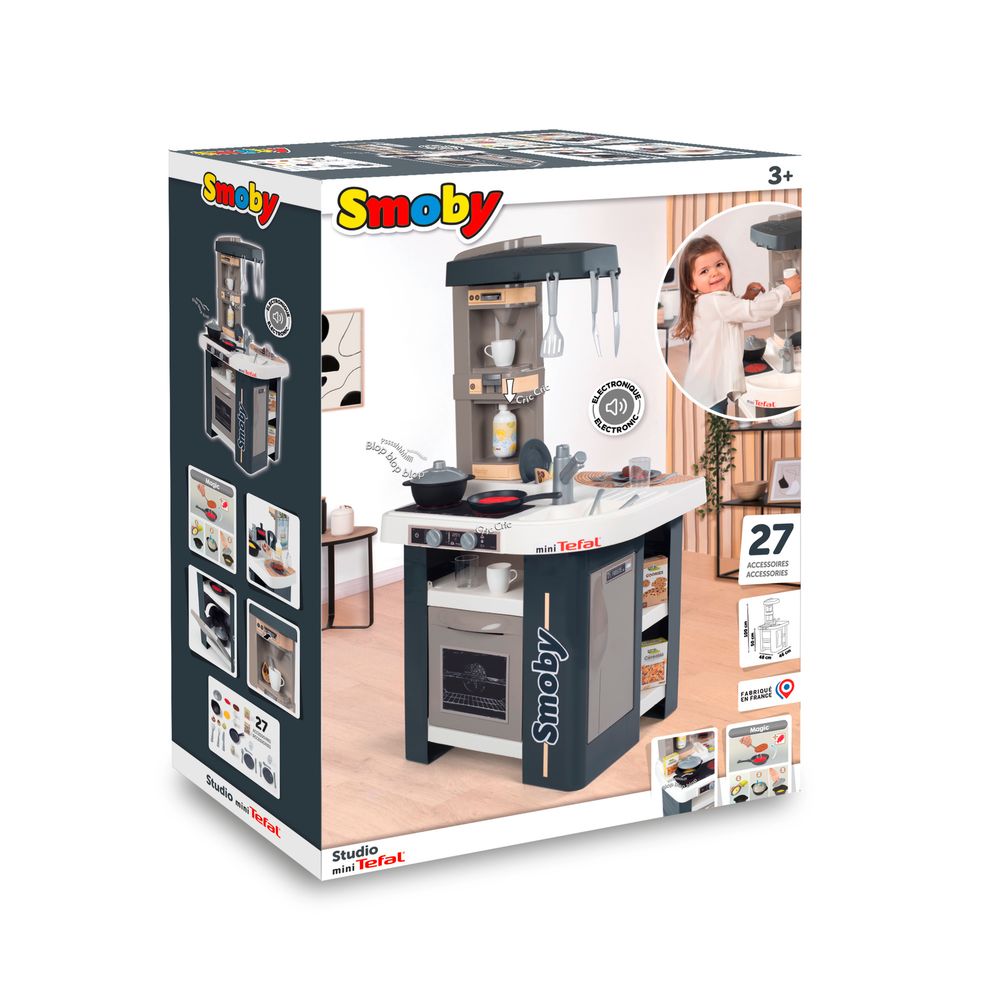 Интерактивная кухня Smoby "Тефаль. Студио Френч" с аксессуарами и звуковым эффектом, графитовая, 3+ 311056